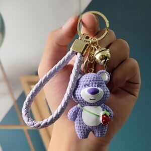 Cute Cartoon Purple Strawberry Bear Series Keychain